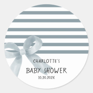 Süße Wasserfarbe Staubblauer Bogen Baby Shower Runder Aufkleber