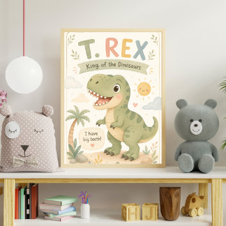 Süße Wasserfarbe T. Rex Dinosaurier-Kinderzimmer Poster