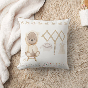 Süße Wasserfarbe Teddybär-Nursery-Dekoration Kissen