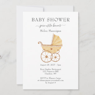 Süße Wasserfarbe Vintage-Kinderwagen-Baby-Shower-E Einladung