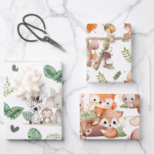 Süße Wasserfarbe-Waldtiere Geschenkpapier Set