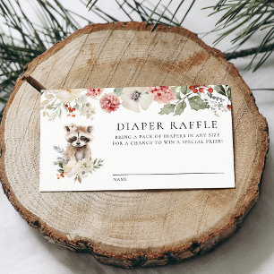 Süße Wasserfarbe-Waschbär-Baby-Shower-Windel-Raffl Begleitkarte