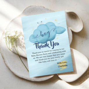 Süße Wasserfarbe-Wolken-Baby-Jungen-Party Dankeskarte