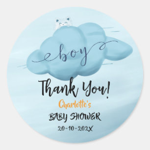 Süße Wasserfarbe-Wolken-Baby-Jungen-Shower Runder Aufkleber