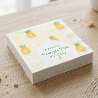 Süße Wasserfarben-Ananas zum 1. Geburtstag Serviette