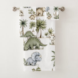 Süße Wasserfarben-Baby-Dinosaurier Badhandtuch Set