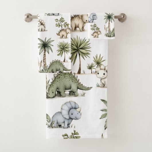Süße Wasserfarben-Baby-Dinosaurier Badhandtuch Set (Insitu)