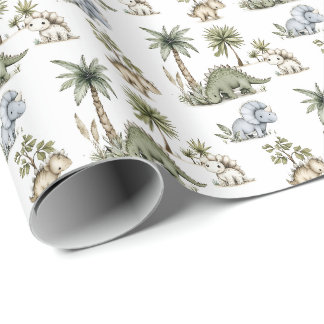 Süße Wasserfarben-Baby-Dinosaurier Geschenkpapier