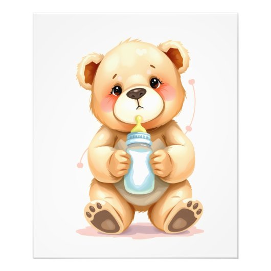 Süße Wasserfarben-Baby-Teddybär-Illustration Fotodruck (Vorne)