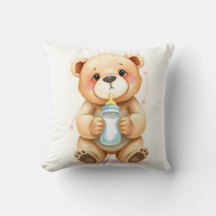 Süße Wasserfarben-Baby-Teddybär-Illustration Kissen