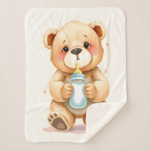 Süße Wasserfarben-Baby-Teddybär-Illustration Sherpadecke