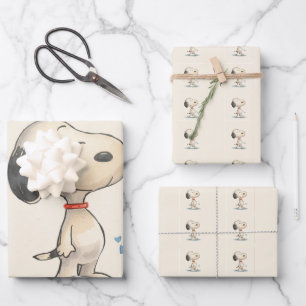 Süße Wasserfarben-Beagle-Hund-Illustration Geschenkpapier Set