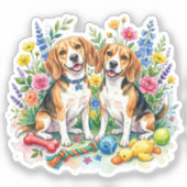 Süße Wasserfarben-Beagles Aufkleber (Vorderseite)