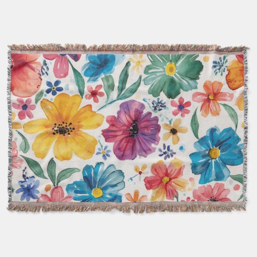 Süße Wasserfarben-Blumen Decke (Vorderseite)