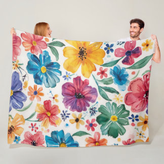Süße Wasserfarben-Blumen Fleecedecke