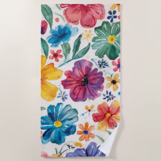 Süße Wasserfarben-Blumen Strandtuch
