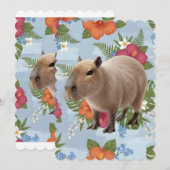 Süße Wasserfarben-Capybara-Tier-Illustration Einladung (Vorne/Hinten)