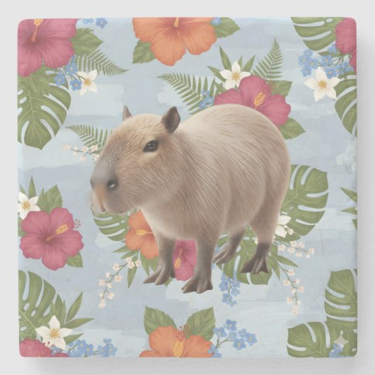 Süße Wasserfarben-Capybara-Tier-Illustration Steinuntersetzer (Vorderseite)