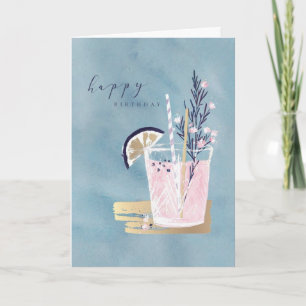 Süße Wasserfarben-Cocktail-Geburtstagskarte Karte