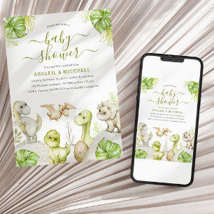 Süße Wasserfarben-Dinosaurier-Baby-Party Einladung