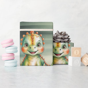 Süße Wasserfarben-Dinosaurier-Baby-Party Geschenkpapier