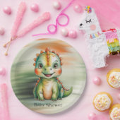 Süße Wasserfarben-Dinosaurier-Baby-Party Pappteller (Party)