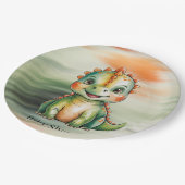 Süße Wasserfarben-Dinosaurier-Baby-Party Pappteller (Schrägansicht)