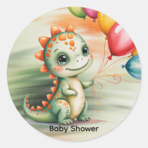 Süße Wasserfarben-Dinosaurier-Baby-Party Runder Aufkleber