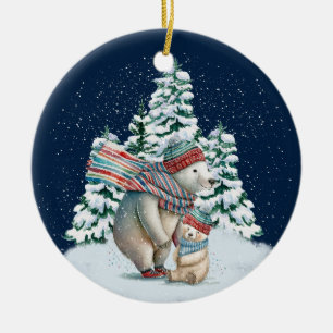 Süße Wasserfarben-Eisbären Keramik Ornament