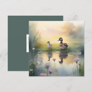 Süße Wasserfarben-Enten-Reflexions-Leerkarte Feiertagskarte