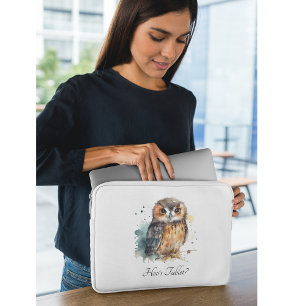 Süße Wasserfarben-Eule, individuell anpassbar Laptopschutzhülle