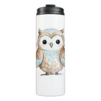 Süße Wasserfarben-Eule-Thermal-Reisemug