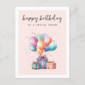 Süße Wasserfarben Geschenke Luftballons Freund Geb Postkarte