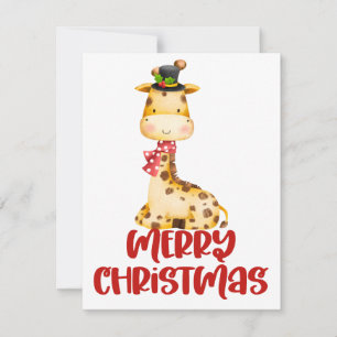 Süße Wasserfarben-Giraffen-Weihnachtskarte Feiertagskarte