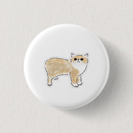Süße Wasserfarben-Katze-Illustration Button (Vorderseite)