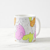 Süße Wasserfarben-Katzen-Doodle-Muster Kaffeetasse (VorderseiteRechts)