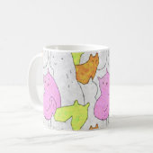 Süße Wasserfarben-Katzen-Doodle-Muster Kaffeetasse (Vorderseite Links)
