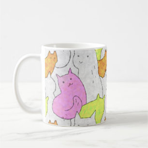 Süße Wasserfarben-Katzen-Doodle-Muster Kaffeetasse