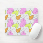 Süße Wasserfarben-Katzen-Doodle-Muster Mousepad (Mit Mouse)