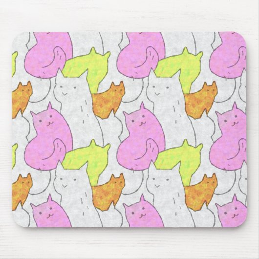 Süße Wasserfarben-Katzen-Doodle-Muster Mousepad (Vorne)