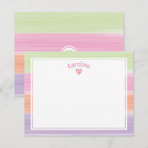 Süße Wasserfarben-Streifen und Herz Ostern Frühlin Mitteilungskarte