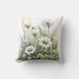 Süße Wasserfarben von Wildblumen und Gräsern  Kissen