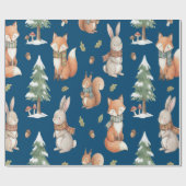 Süße Wasserfarben-Waldtiere Geschenkpapier (Flach)