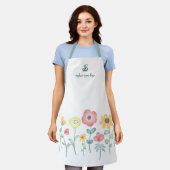 Süße Wasserfarben-Wildblumen-Schürze mit Monogramm Schürze (Getragen)