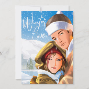 Süße Wasserfarben-Winter-Liebes-Urlaubskarte Feiertagskarte