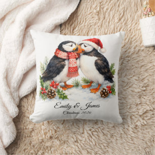Süße Wasserfarben-Winter-Papageientaucher-Weihnach Kissen