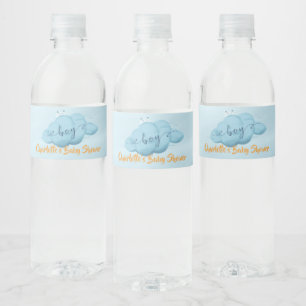 Süße Wasserfarben-Wolken-Baby-Jungen-Party Wasserflaschenetikett