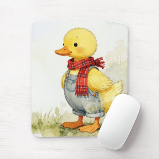 Süße Wasserfarbenente in Overall Mousepad (Mit Mouse)