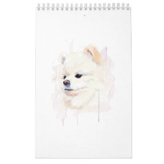 Süße Wasserfarbenmalerei eines Pomeranian-Hundes Kalender