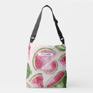 Süße Wassermelone im Wasserfarb-Stil   Tragetaschen Mit Langen Trägern